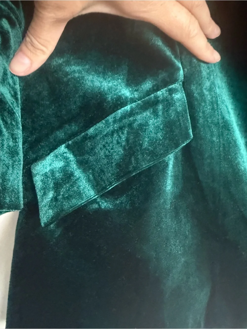 Skies Are Blue Velvet Blazer Jacket in Deep Green - Picture 3 of 12